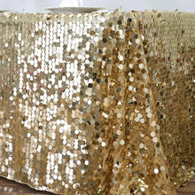 Champagne 90 Inch x 132 Inch Premium Big Payette Sequin Rectangle Tablecloth