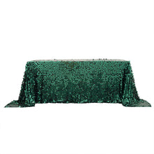 Rectangle Big Payette Sequin Tablecloth 90 Inch By 132 Inch Hunter Emerald Green