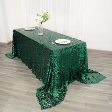 Hunter Emerald Green 90 Inch By 132 Inch Sequin Big Payette Rectangle Tablecloth