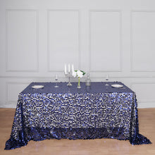 Navy Blue Rectangle Tablecloth Big Payette Sequin Fabric 90 Inch x 132 Inch