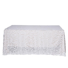 Big Payette Sequin White Rectangle Tablecloth 90 Inch x 132 Inch
