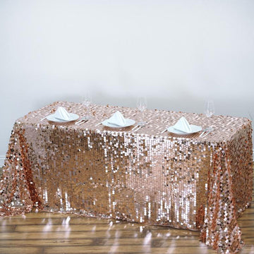 Elevate Your Decor with the Large Rose Gold Payette Sequin Table Linen