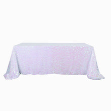 90 Inch x 156 Inch Iridescent Big Payette Sequin Rectangle Premium Tablecloth 