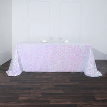90 Inch x 156 Inch Iridescent Colored Big Payette Sequin Rectangle Premium Tablecloth 