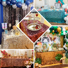 Silver 90 Inch x 156 Inch Rectangle Tablecloth In Big Payette Sequin