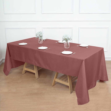 Enhance Your Dining Experience with the Cinnamon Rose Seamless Polyester Rectangle Tablecloth