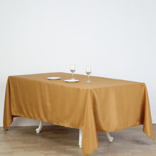 72x120Inch Gold Polyester Polyester Rectangle Tablecloth, Reusable Linen Tablecloth