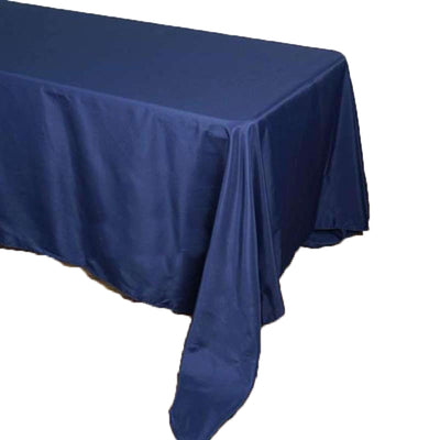 Navy blue tablecloth draped elegantly over a table