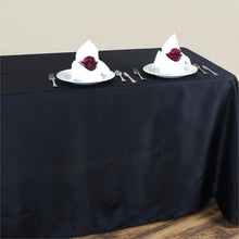 Black Polyester 90 Inch x 132 Inch Tablecloth Round Corner Rectangular