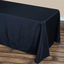 Round Corner 90 Inch x 132 Inch Rectangular Tablecloth In Black Polyester