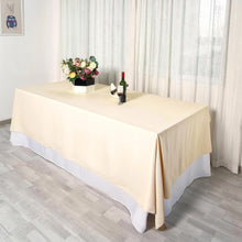 Rectangular Beige Polyester Tablecloth 90 Inch x 132 Inch