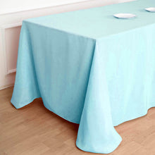 90"x132" Blue Polyester Rectangular Tablecloth