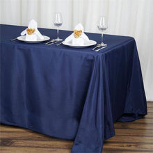 Navy Blue Polyester Rectangular Tablecloth 90 Inch x 132 Inch 