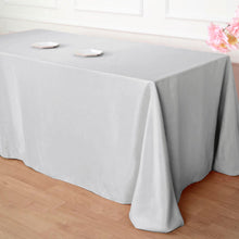 Polyester 90 Inch x 132 Inch Rectangular Tablecloth In Silver