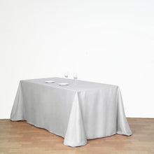 Rectangular 90 Inch x 132 Inch Silver Polyester Tablecloth