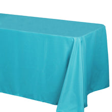 Turquoise Polyester Rectangular Tablecloth 90 Inch x 132 Inch 