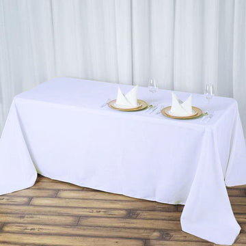 Elevate Your Event with the White Seamless Premium Polyester Rectangular Tablecloth
