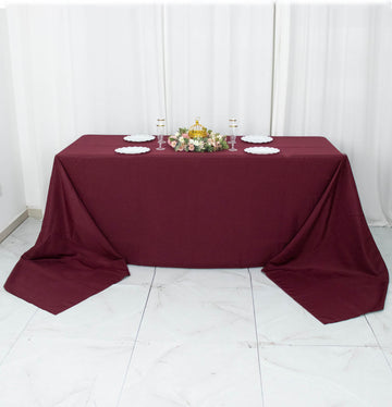 Elevate Your Event with the Burgundy Seamless Premium Polyester Rectangular Tablecloth