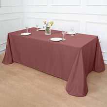 Polyester Seamless Rectangular Linen Tablecloth Cinnamon Rose 90X156 Inch