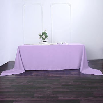 Elevate Your Event Decor with the Lavender Lilac Seamless Polyester Rectangular Tablecloth 90"x156"