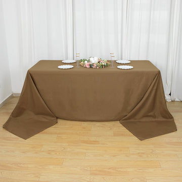 Elegant Taupe Seamless Polyester Rectangular Tablecloth 90"x156"