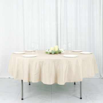 Elegant Beige Round Tablecloth for Sophisticated Events