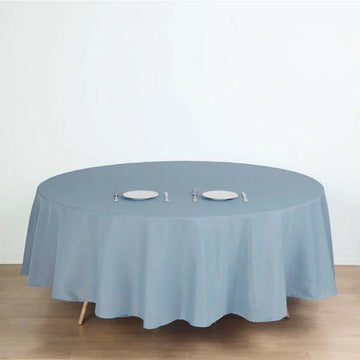 Create a Stunning Blue Event Theme with the Dusty Blue Seamless Polyester Round Tablecloth 90