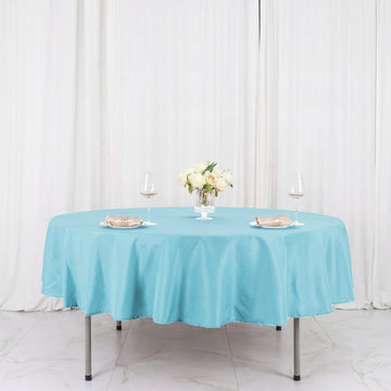 Elevate Your Event Decor with a Blue Seamless Polyester Round Tablecloth