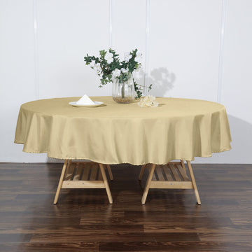 Elegant Champagne Seamless Polyester Round Tablecloth 90"