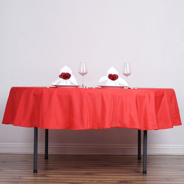 The Perfect Addition to Your Event Decor - Red Seamless Polyester Round Tablecloth 90"