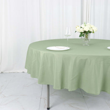 Unleash Your Creativity with the Sage Green Seamless Polyester Round Tablecloth 90"