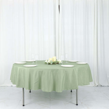 Elevate Your Event with the Sage Green Seamless Polyester Round Tablecloth 90"