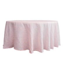 Blush Rose Gold Accordion Crinkle Taffeta Tablecloth For 120 Inch Round Table