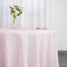 Round Tablecloth In Blush Rose Gold Accordion Crinkle Taffeta 120 Inch