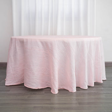 Blush Seamless Accordion Crinkle Taffeta Round Tablecloth 120