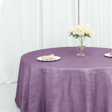 120 Inch Round Accordion Crinkle Taffeta Tablecloth in Violet Amethyst