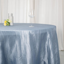 Dusty Blue Accordion Crinkle Taffeta Round Tablecloth 120 Inch