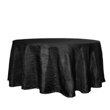 Round Tablecloth 120 Inch Black Accordion Crinkle Taffeta Fabric