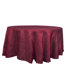 Round Tablecloth 120 Inch Burgundy Accordion Crinkle Taffeta Fabric