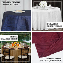 120 Inch Round Tablecloth Burgundy Accordion Crinkle Taffeta Fabric