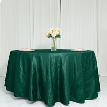 Accordion Crinkle Taffeta Round Tablecloth in Hunter Emerald Green Color 120 Inch