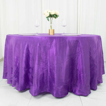 Purple Seamless Accordion Crinkle Taffeta Round Tablecloth 120