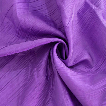 Enhance Your Event Decor with the Purple Seamless Accordion Crinkle Taffeta Round Tablecloth