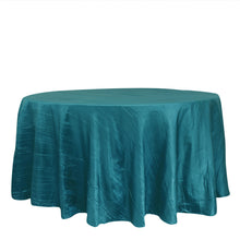 Teal Accordion Crinkle Taffeta 120 Inch Round Tablecloth 