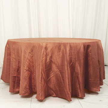 Terracotta (Rust) Seamless Accordion Crinkle Taffeta Round Tablecloth 120