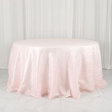 Blush Accordion Crinkle Taffeta Seamless Round Tablecloth 132