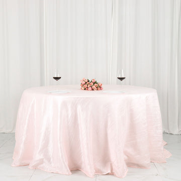 Blush Accordion Crinkle Taffeta Seamless Round Tablecloth: The Perfect Addition to Your Event