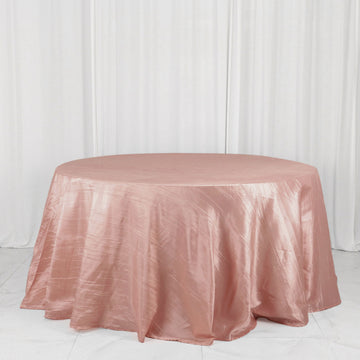 Dusty Rose Accordion Crinkle Taffeta Seamless Round Tablecloth 132