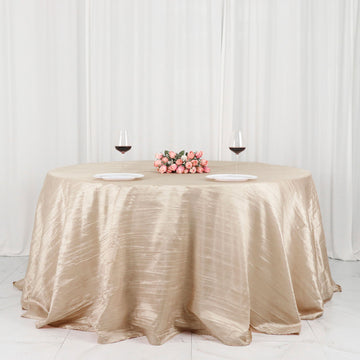 Beige Accordion Crinkle Taffeta Tablecloth - The Epitome of Luxury and Style