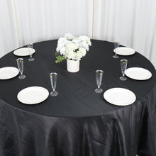132 Inch Round Tablecloth Black Accordion Crinkle Taffeta Seamless